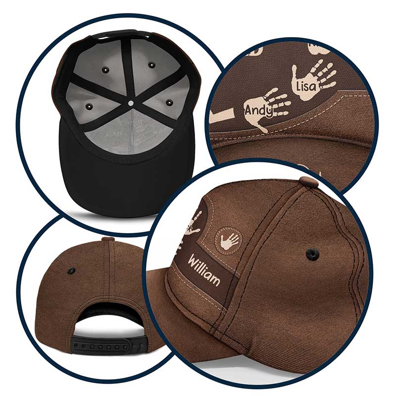 Grandpa Dad Kids Handprints - Personalized Classic Cap - Image 6