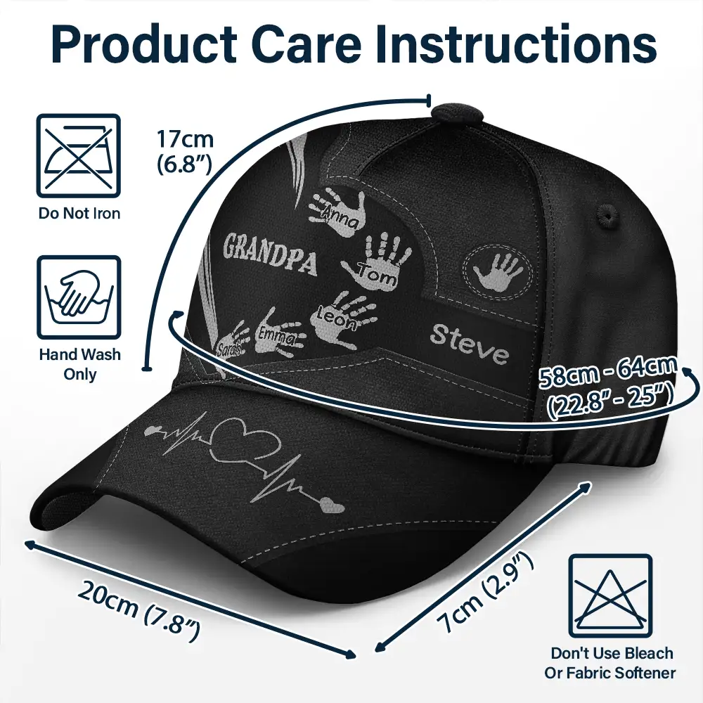Grandpa Dad Kids Handprints - Personalised Classic Cap - Image 7