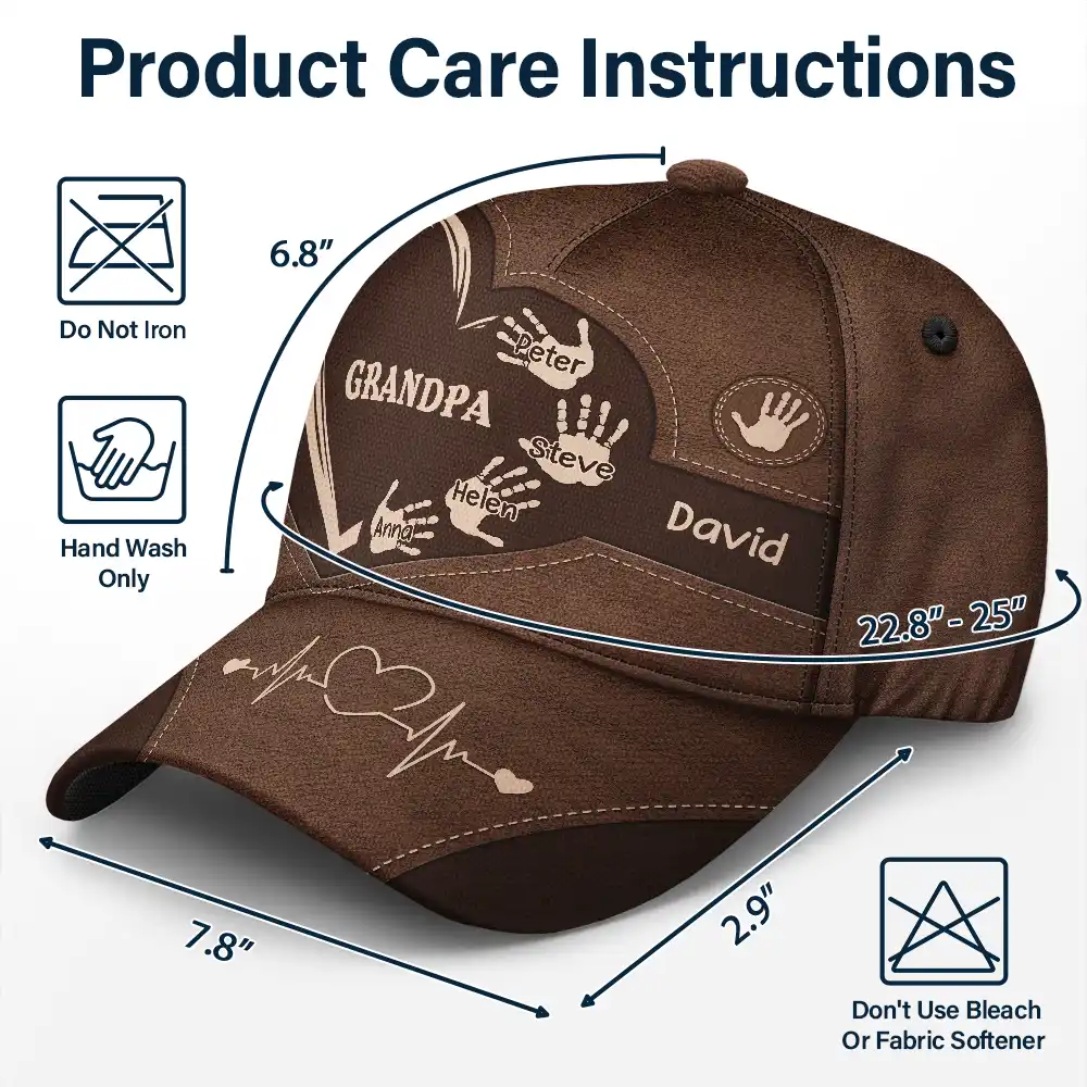 Grandpa Dad Kids Handprints - Personalized Classic Cap - Image 7