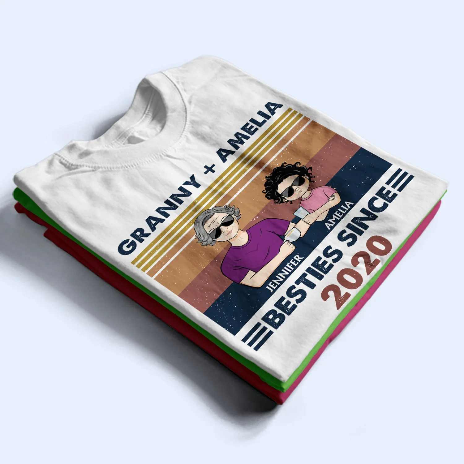 Grandpa Grandma & Grandkids Besties Since - Gift For Grandparents, Gift For Parents - Personalized T Shirt - Image 2