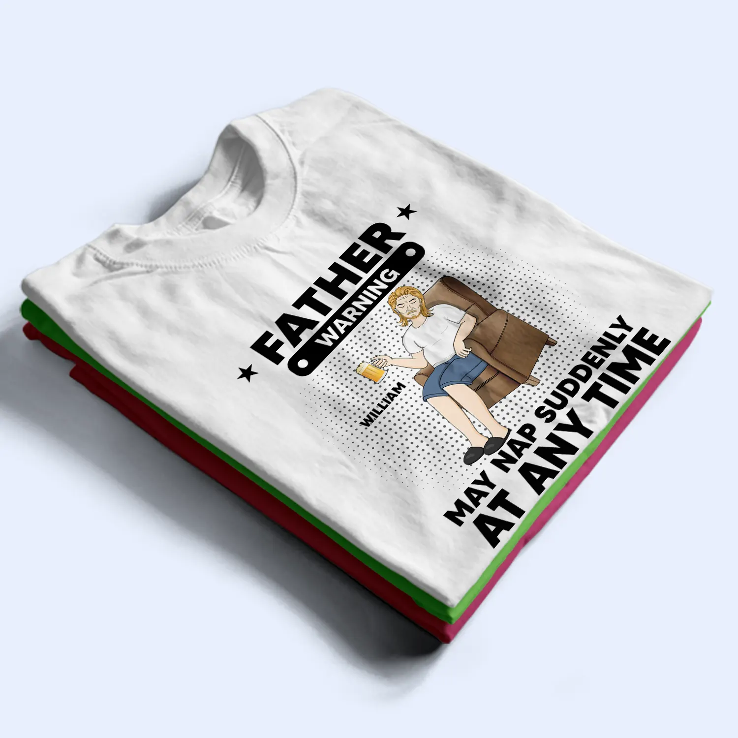 Grandpa Papa Warning May Nap Suddenly At Any Time - Personalized T Shirt - Image 2