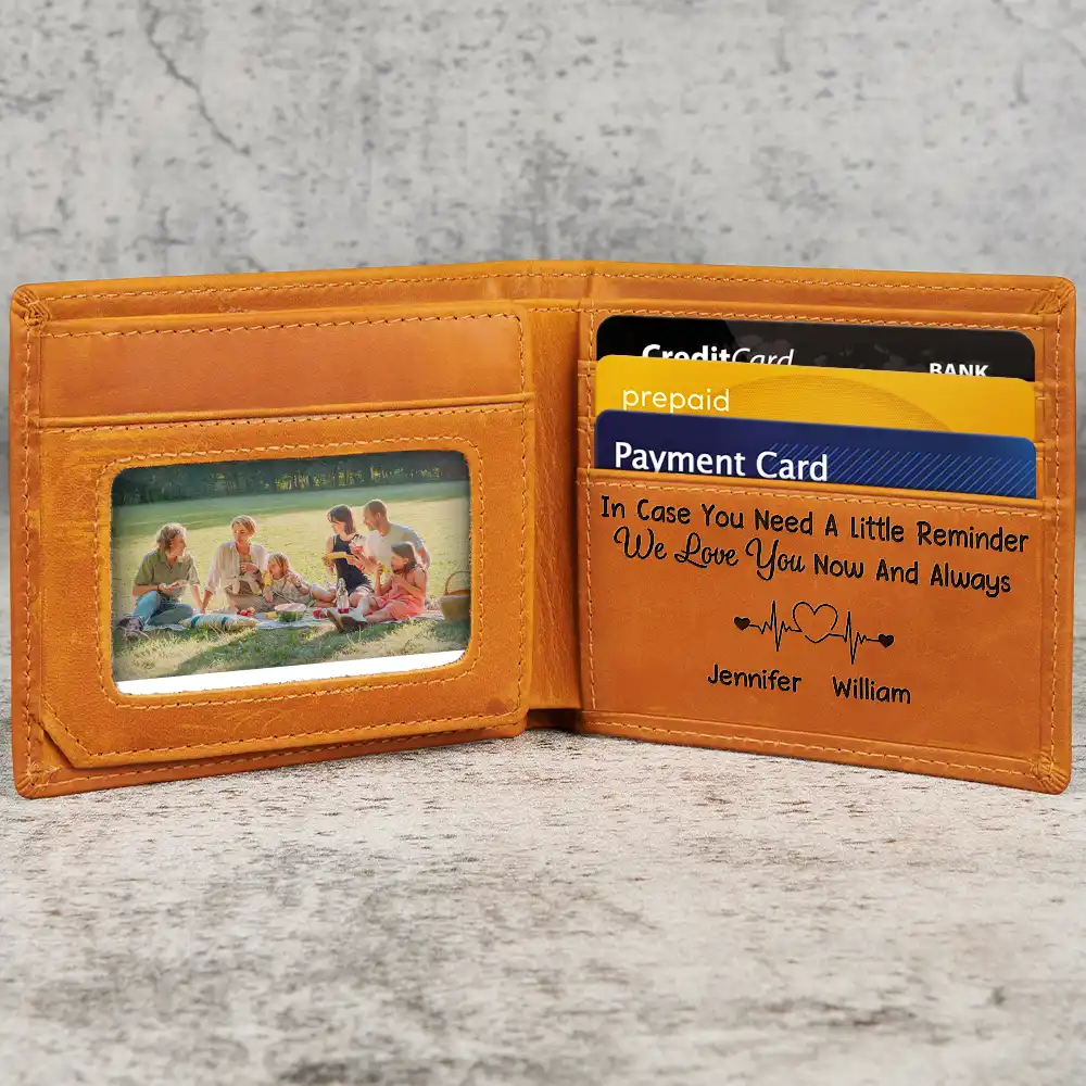 Grandpa Sweetheart Grandkid Handprint - Personalized Engraved Leather Wallet - Image 2