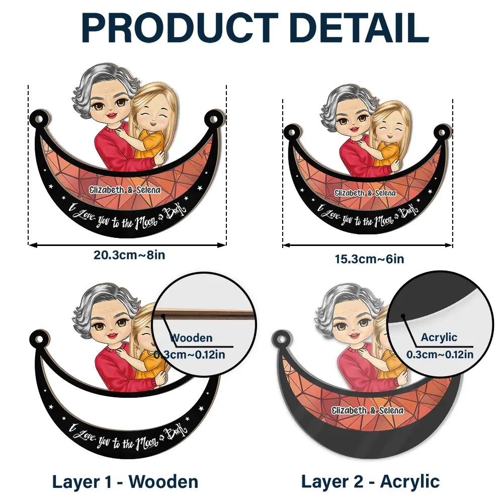 Grandparent Hugging Grandkid - Personalized Window Hanging Suncatcher Ornament - Image 5