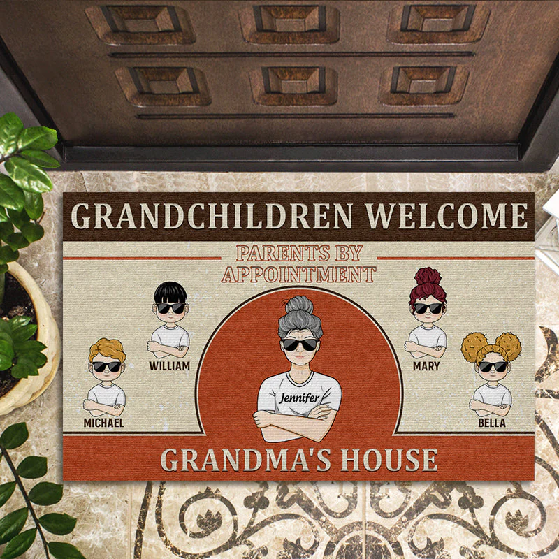 Grandparent's House Grandchildren Welcome - Family Gifts - Personalized Custom Doormat - Image 2