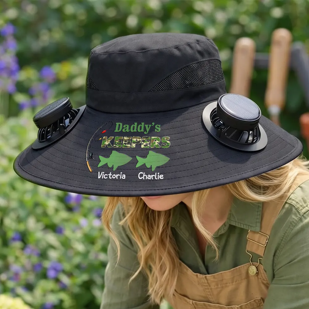 Grandpa's Keepers Camouflage Pattern - Personalized Solar Fan Hat - Image 2