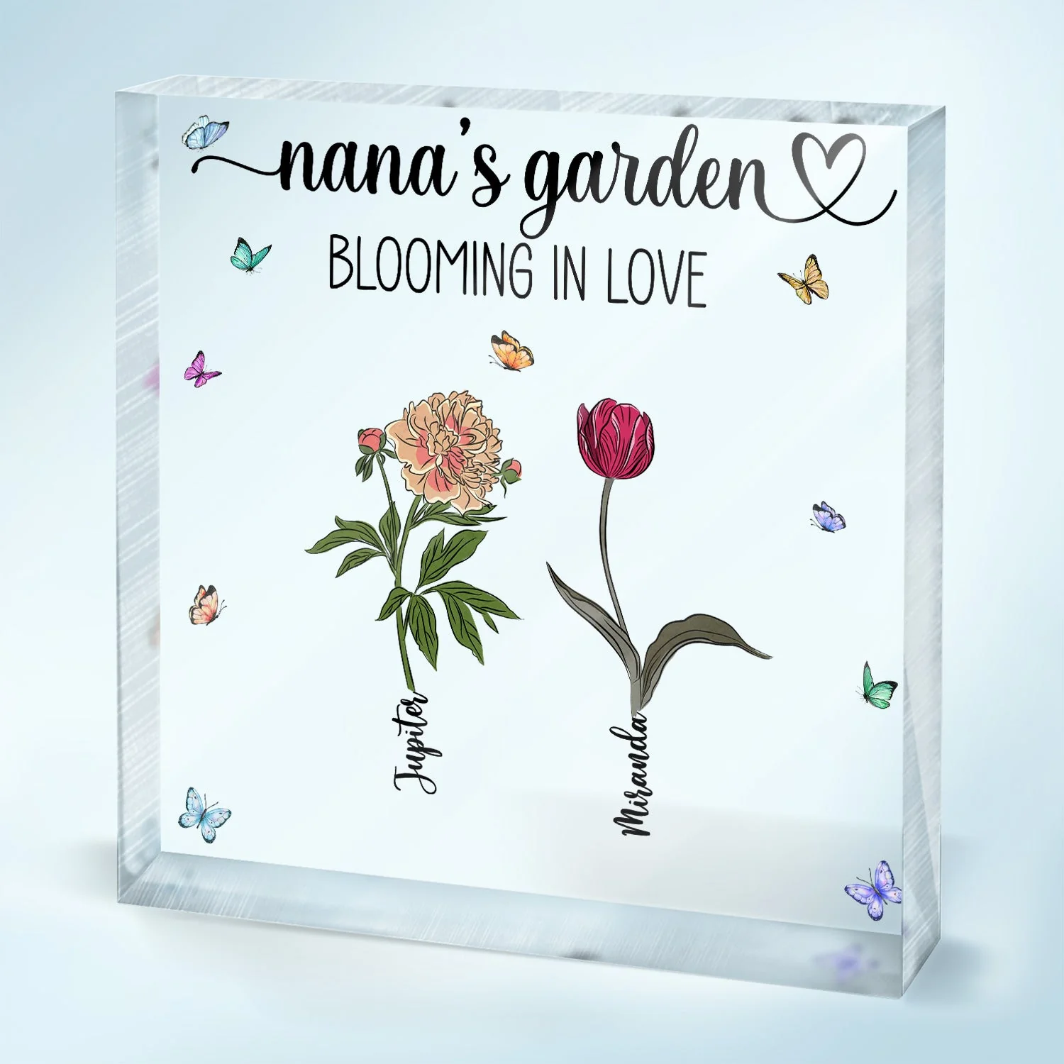 Granny's Garden Love Grows Here - Birthday, Loving Gift For Mom, Mum, Mother, Nana, Grandma - Personalized Square Shaped Acrylic Plaque - Image 2
