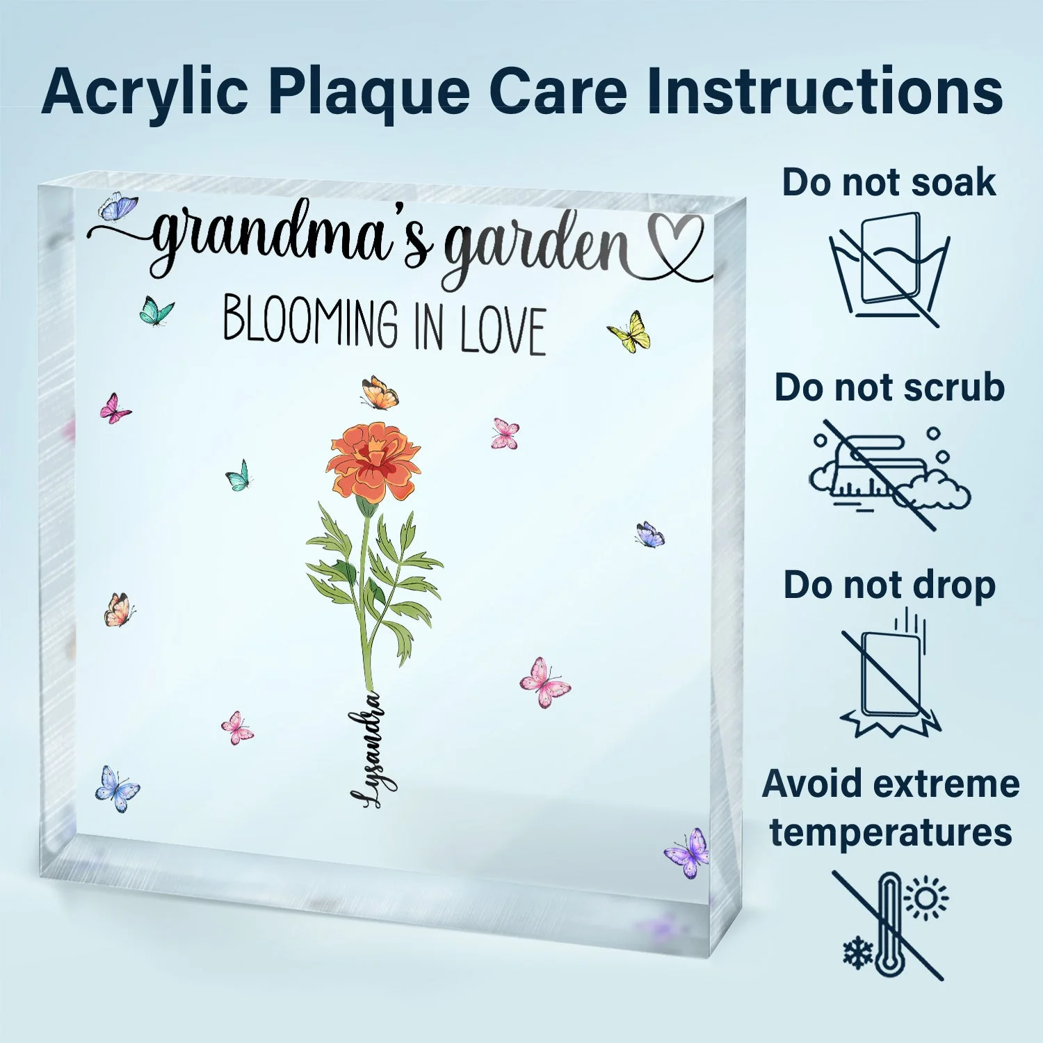 Granny's Garden Love Grows Here - Birthday, Loving Gift For Mom, Mum, Mother, Nana, Grandma - Personalized Square Shaped Acrylic Plaque - Image 6