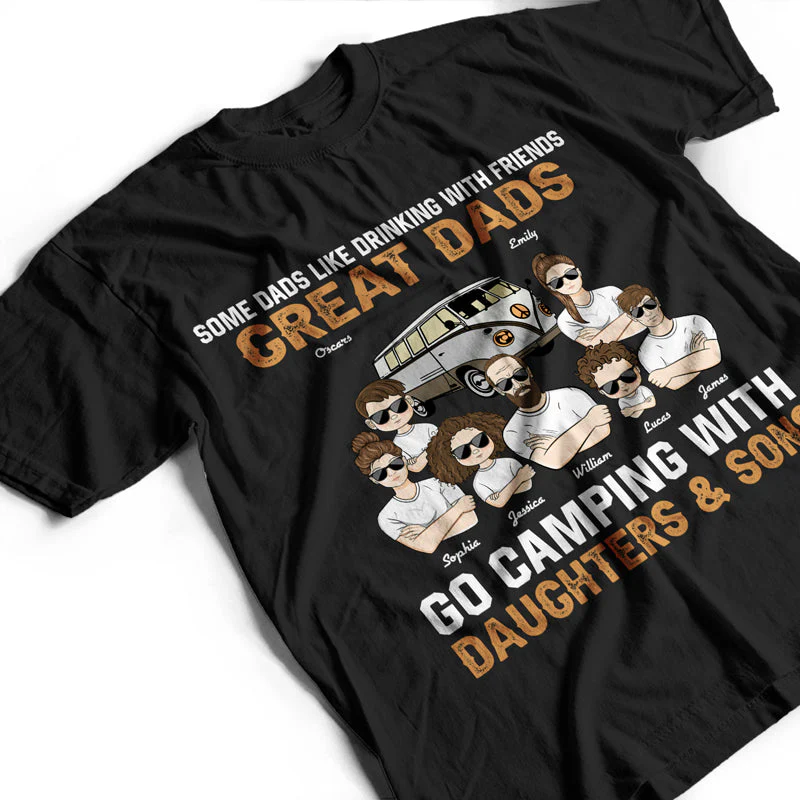 Great Dad Go Camping With Daughters - Camping Family Gift - Personalized Custom T Shirt - Image 3