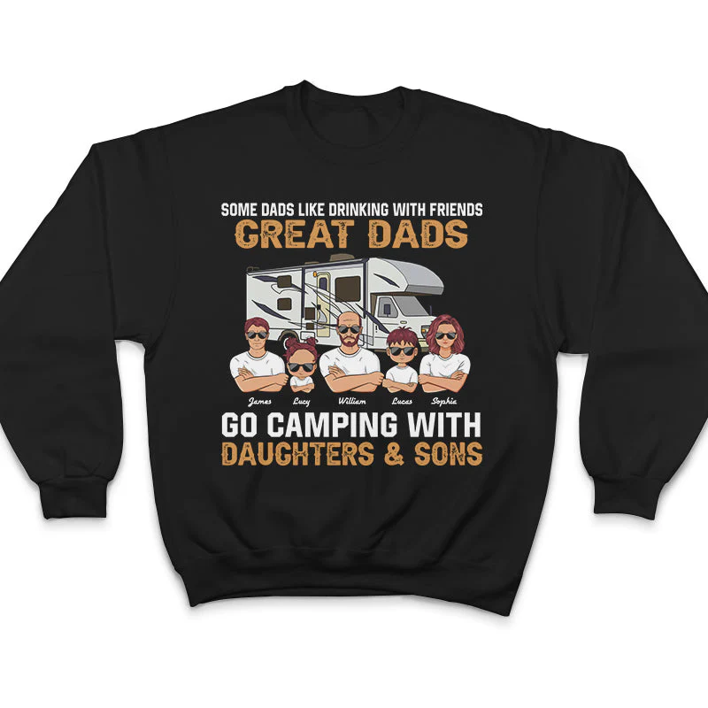 Great Dad Go Camping With Daughters - Camping Family Gift - Personalized Custom T Shirt - Image 5