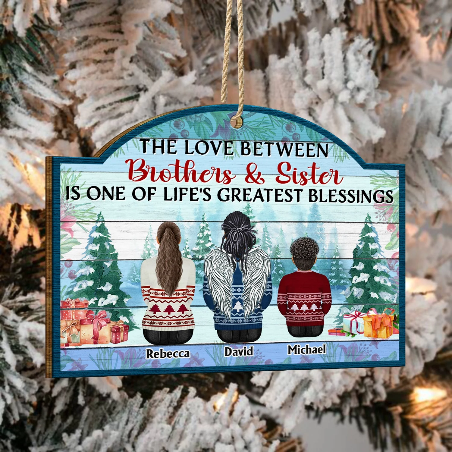 Greatest Gift Our Parents Gave Us - Christmas Gift For Family, Sibling, Brothers, Sisters, Grandparents - Personalized Custom Shaped Wooden Ornament - Image 4