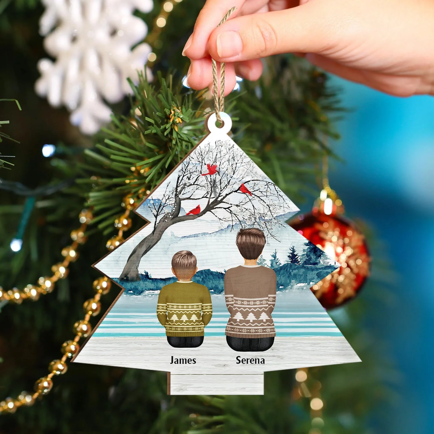 Greatest Gift Our Parents Gave Us Sibling - Christmas Gift For Family - Personalized Wooden Card With Pop Out Ornament - Image 2