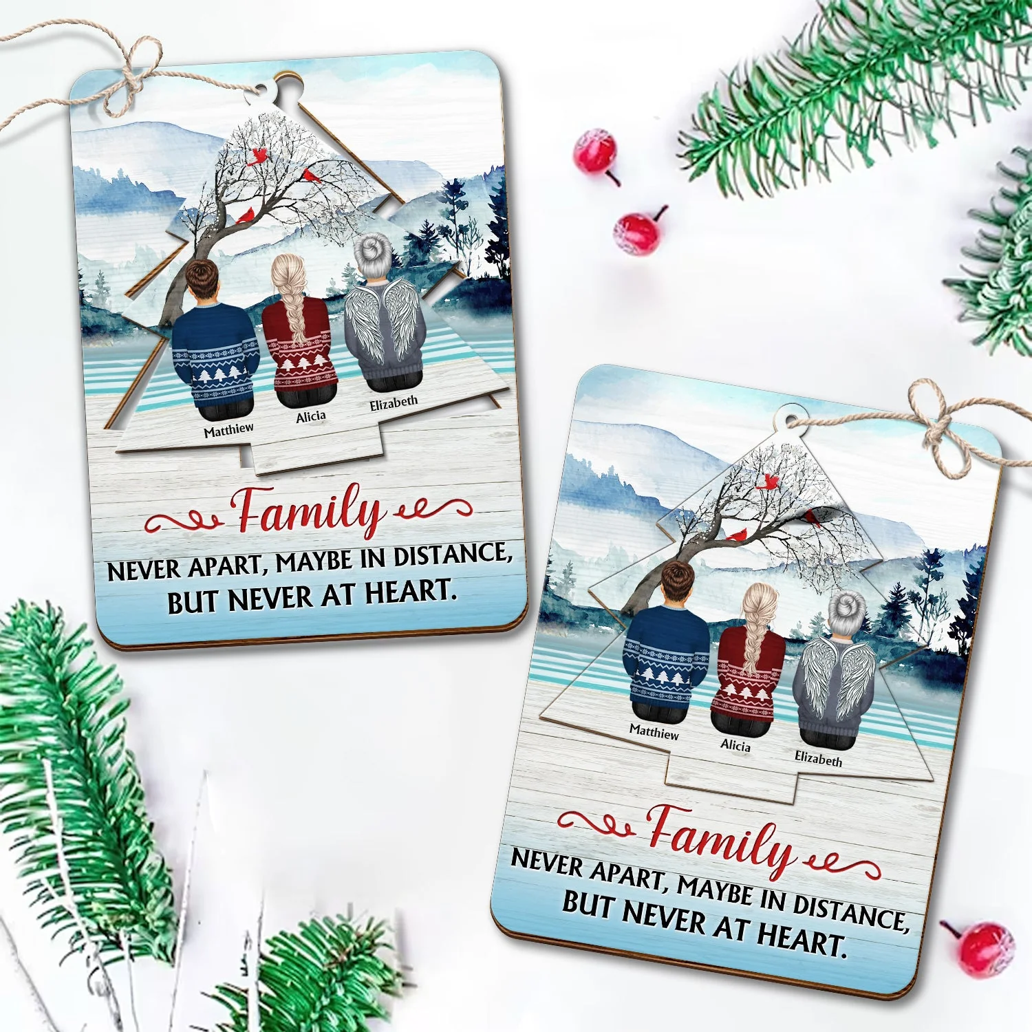 Greatest Gift Our Parents Gave Us Sibling - Christmas Gift For Family - Personalized Wooden Card With Pop Out Ornament - Image 3
