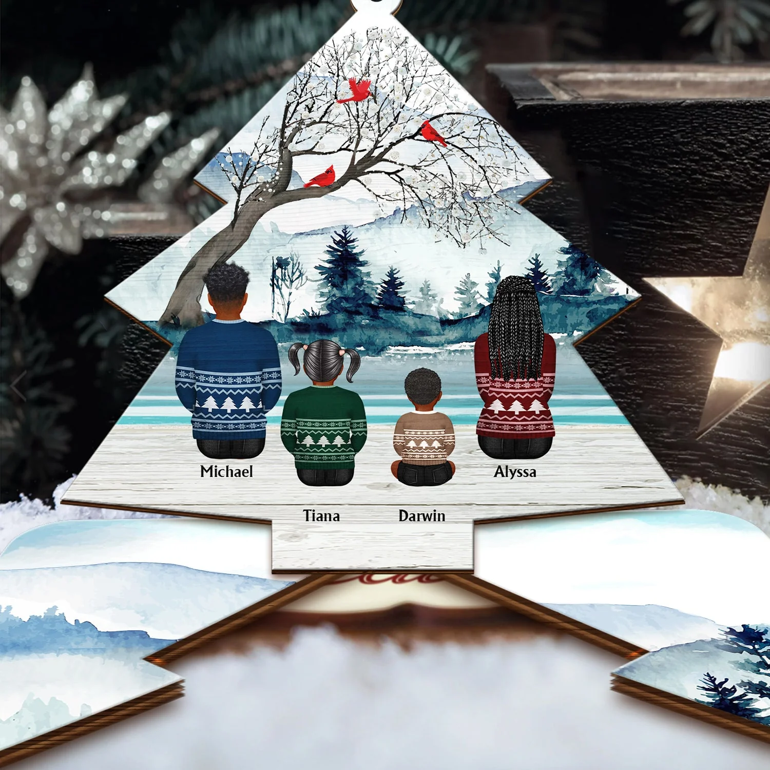 Greatest Gift Our Parents Gave Us Sibling - Christmas Gift For Family - Personalized Wooden Card With Pop Out Ornament - Image 4