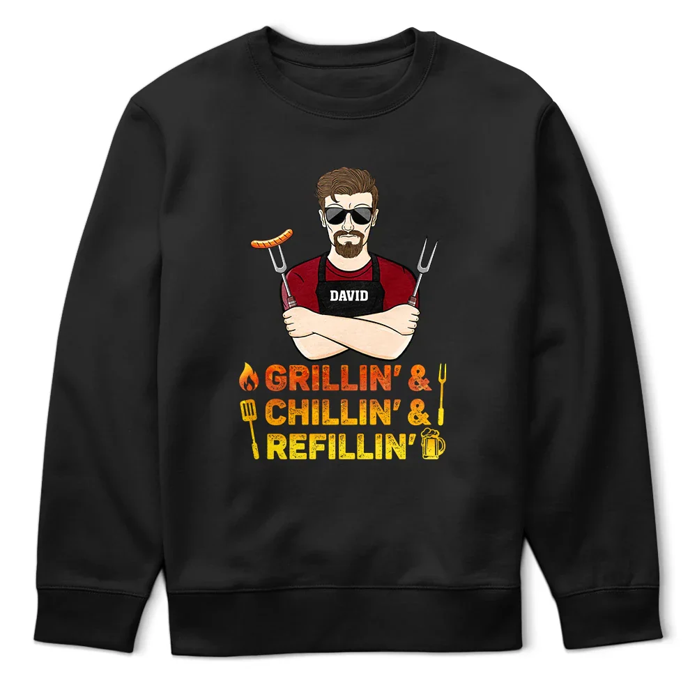 Grillin' Chillin' Refillin' - Personalized T Shirt - Image 5