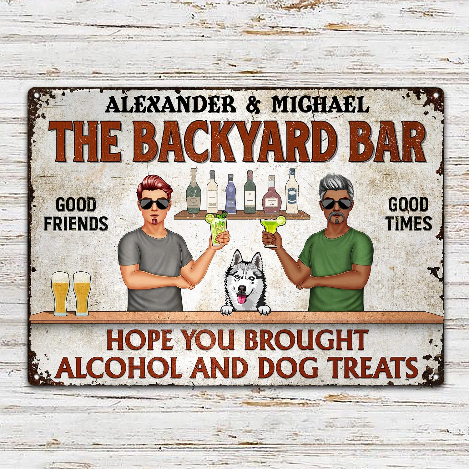 Grilling Hope You Brought Alcohol And Dog Treats Fashion Couple Single - Home Decor, Backyard Decor, Gift For Her, Him, Dog Lovers - Personalized Custom Classic Metal Signs - Image 2