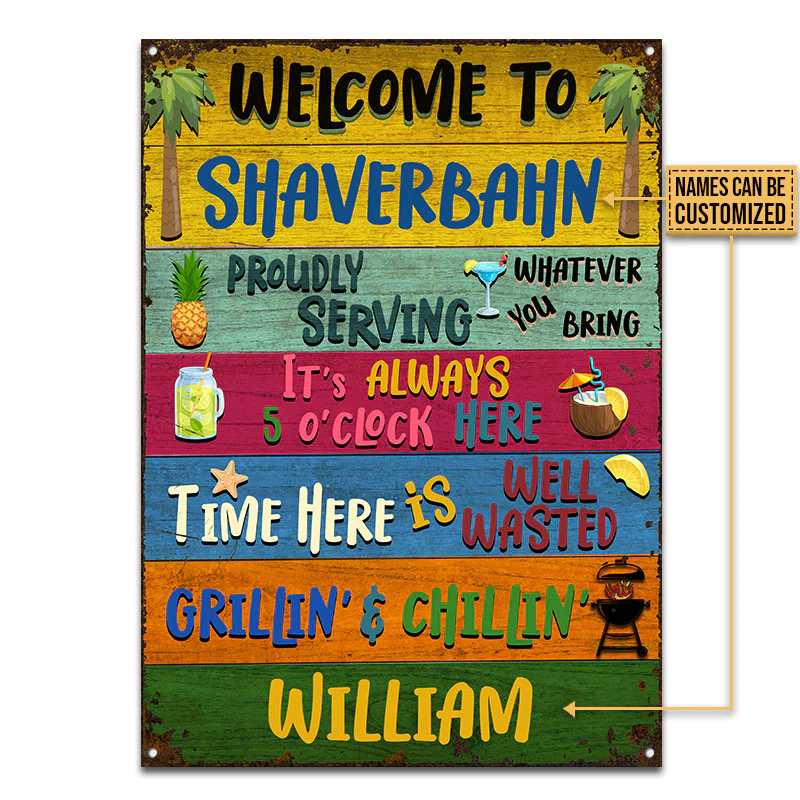 Grilling Welcome Proudly Serving Custom Classic Metal Signs, BBQ Theme, Outdoor Decorating Ideas - Image 4