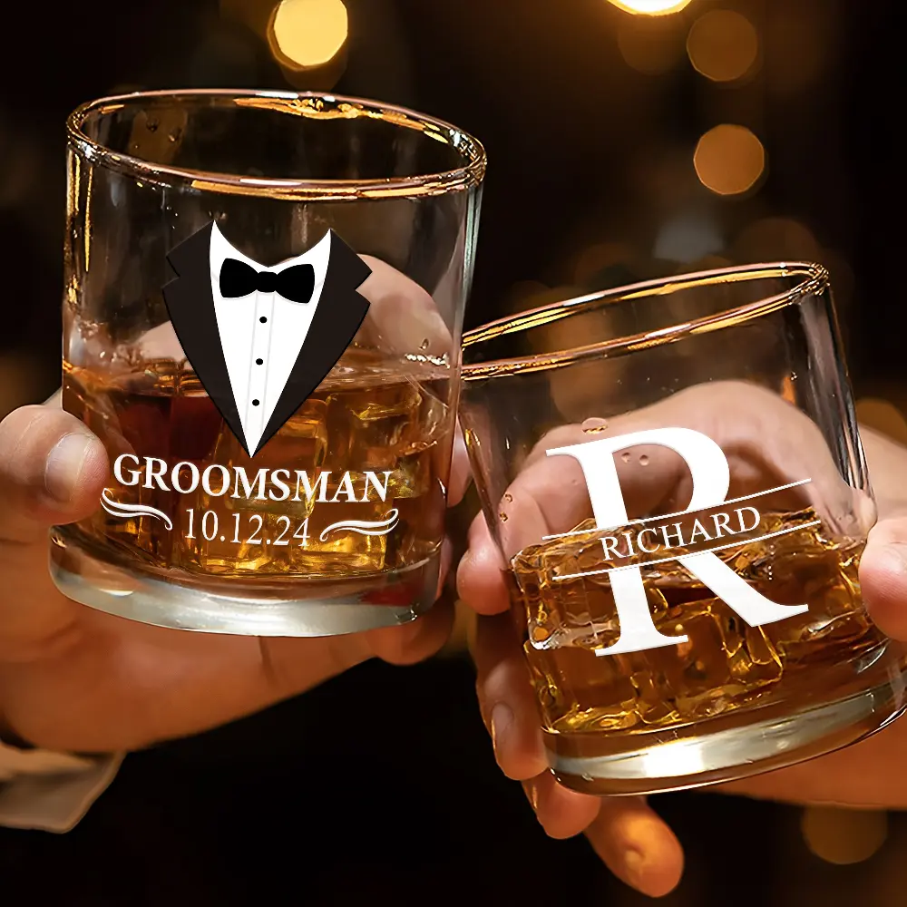 Groomsman Monogram Name - Personalized Whiskey Glass - Image 3