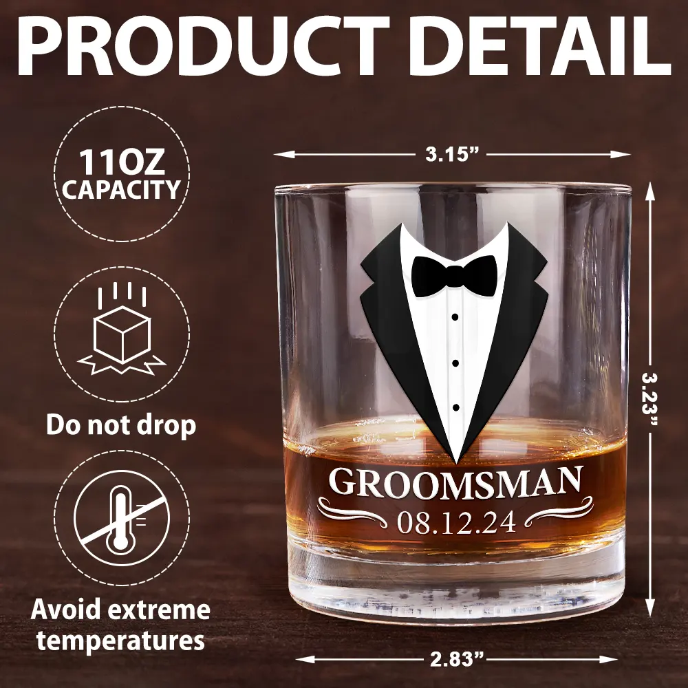 Groomsman Monogram Name - Personalized Whiskey Glass - Image 5