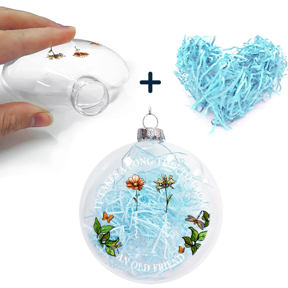 Grow An Old Friend Birth Flower - Personalized Clear Flat Ball Ornament - Image 5