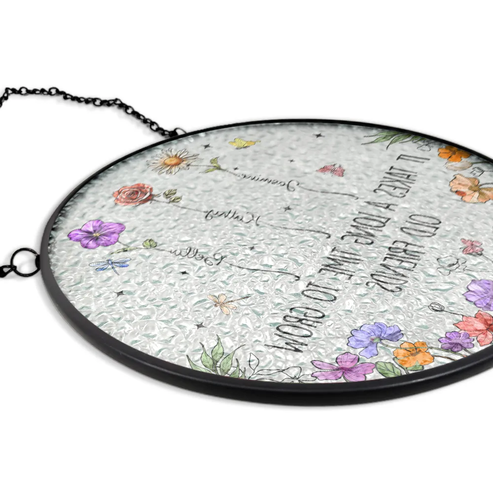 Grow An Old Friend Birth Flower - Personalized Stained Glass Window Hanging Suncatcher - Image 5