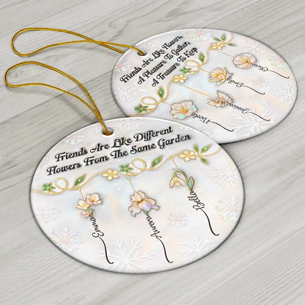 Grow An Old Friend Nacre Effect - Personalized Circle Ceramic Ornament - Image 6