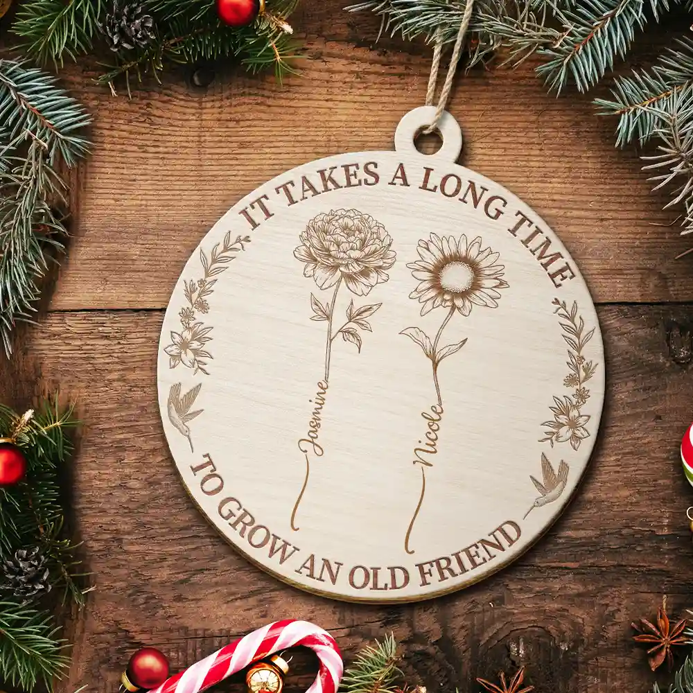 Grow An Old Friend Wooden Birth Flower - Personalized Custom Shaped Wooden Ornament - Image 6
