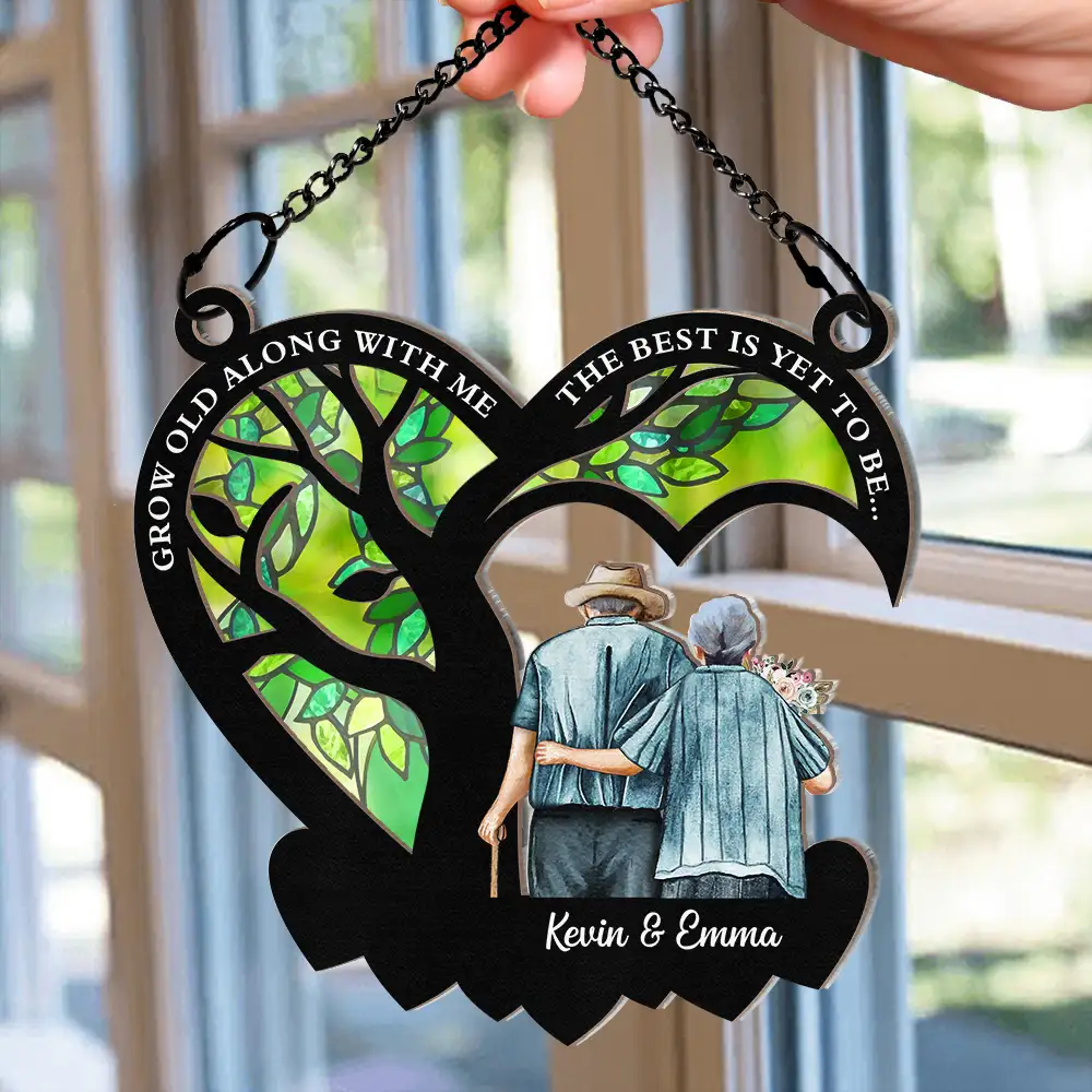 Grow Old Along With Me - Personalized Window Hanging Suncatcher Ornament - Image 2