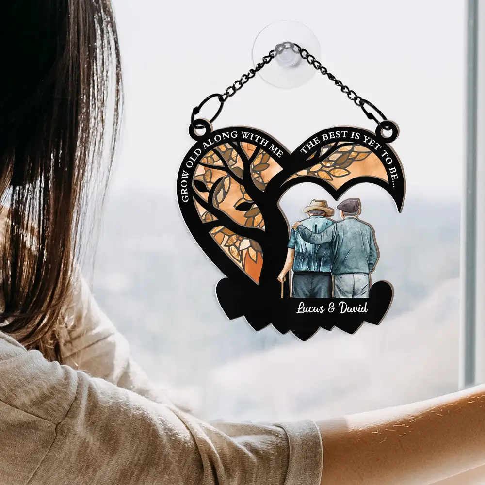 Grow Old Along With Me - Personalized Window Hanging Suncatcher Ornament - Image 4