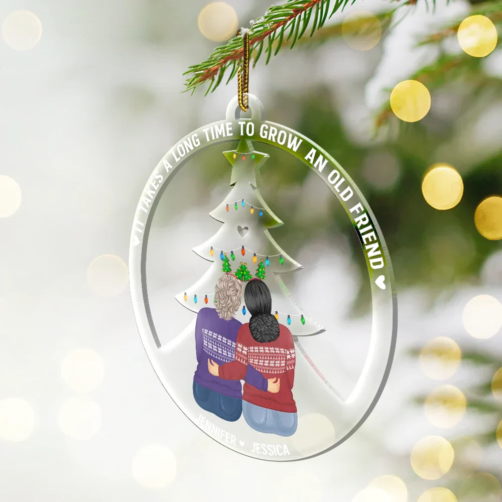 Grow Old Friends - Personalized Cutout Acrylic Ornament - Image 2