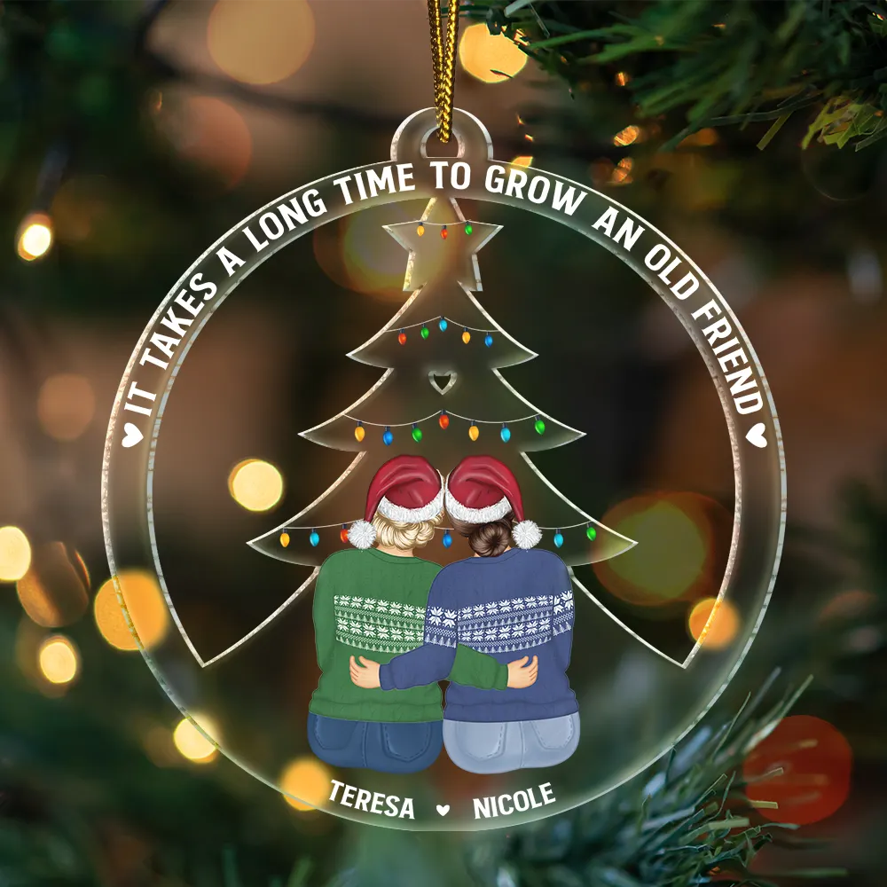 Grow Old Friends - Personalized Cutout Acrylic Ornament - Image 3