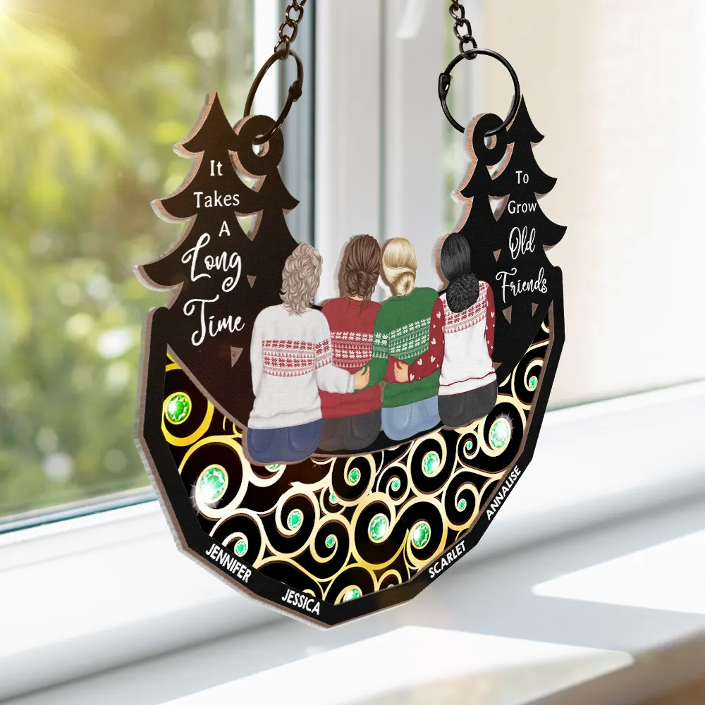Grow Old Friends - Personalized Window Hanging Suncatcher Ornament - Image 3