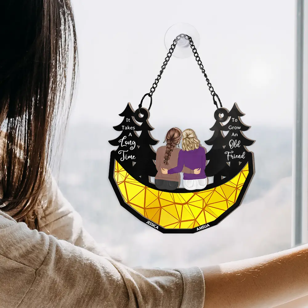 Grow Old Friends - Personalized Window Hanging Suncatcher Ornament - Image 4