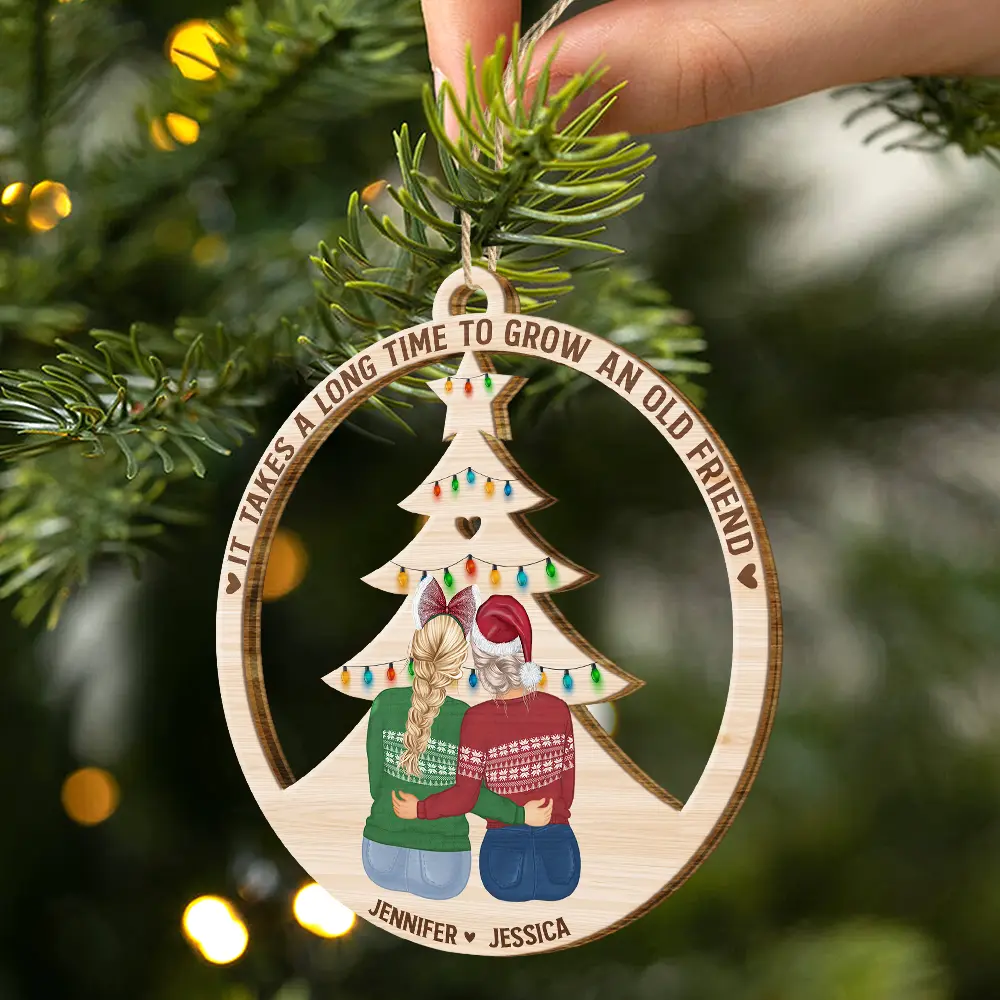 Grow Old Friends - Personalized Wooden Cutout Ornament - Image 2