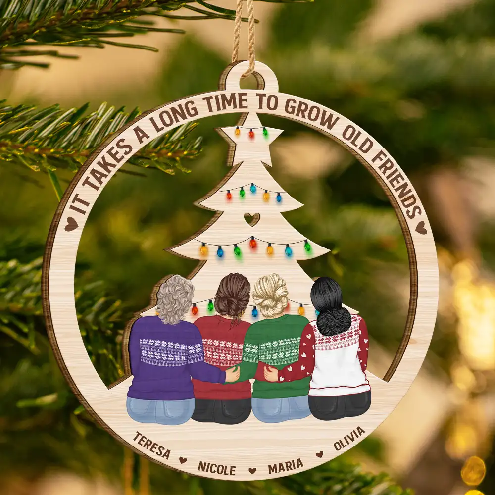 Grow Old Friends - Personalized Wooden Cutout Ornament - Image 3