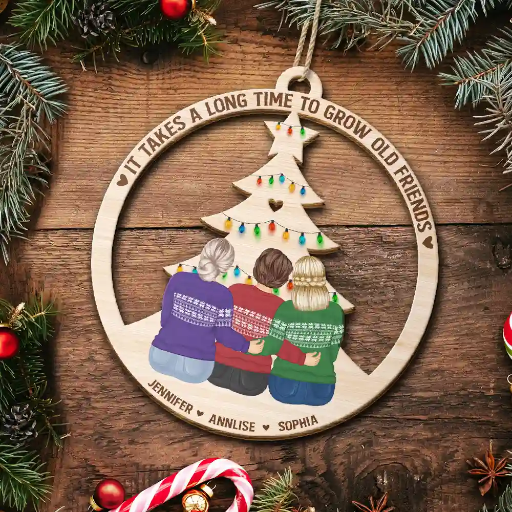 Grow Old Friends - Personalized Wooden Cutout Ornament - Image 5