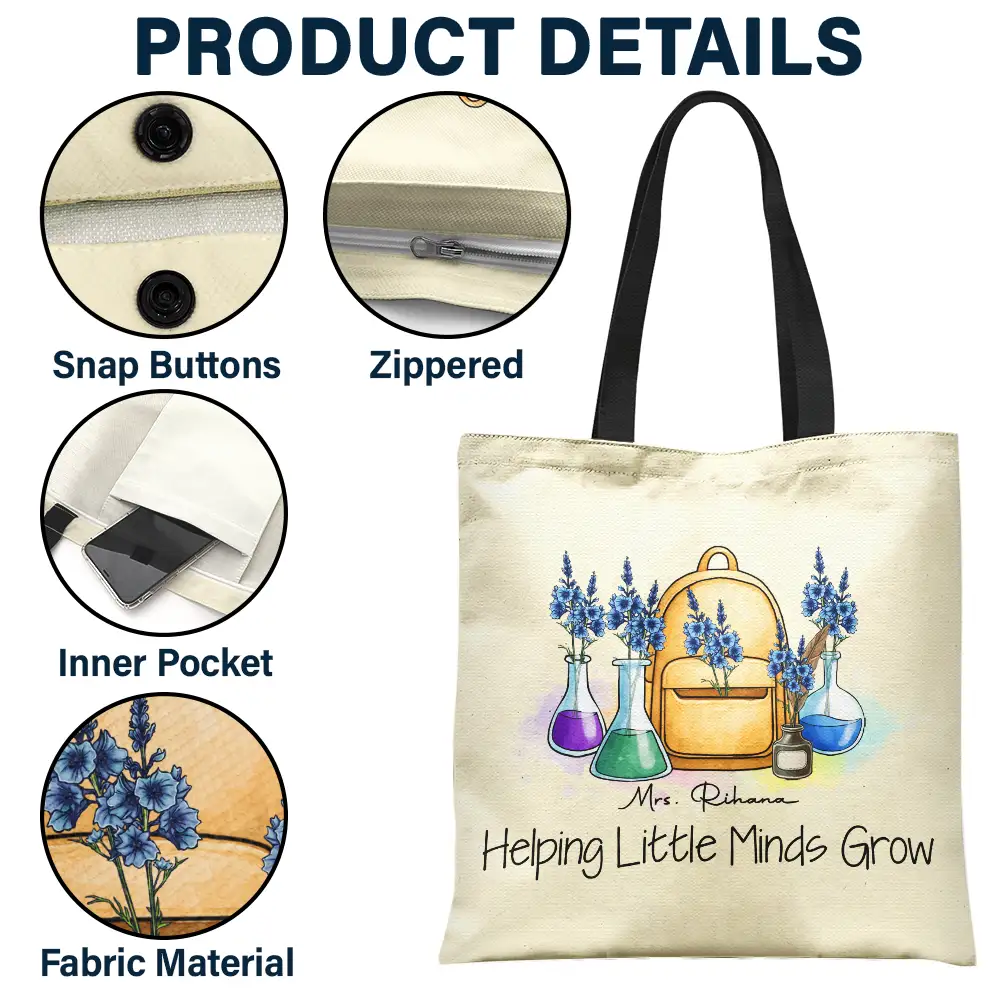 Grow With Teacher - Personalized Tote Bag - Image 4