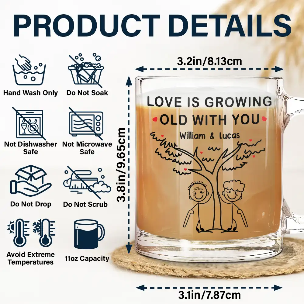 Growing Old With You - Personalized Glass Mug - Image 5