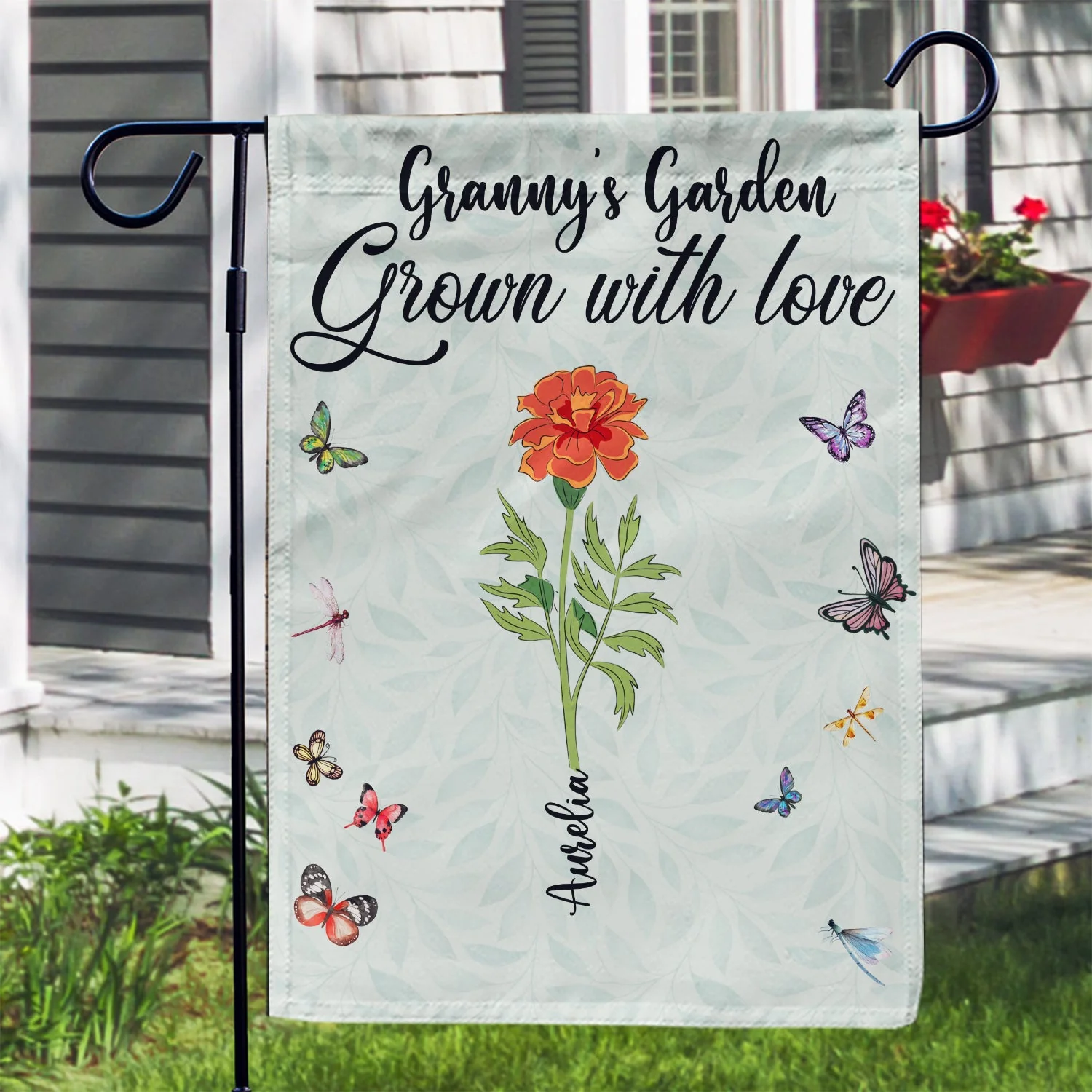Grown With Love Garden - Birthday, Loving Gift For Mom, Mother, Grandma, Grandmother, Grandparent, Family - Personalized Custom Flag - Image 3