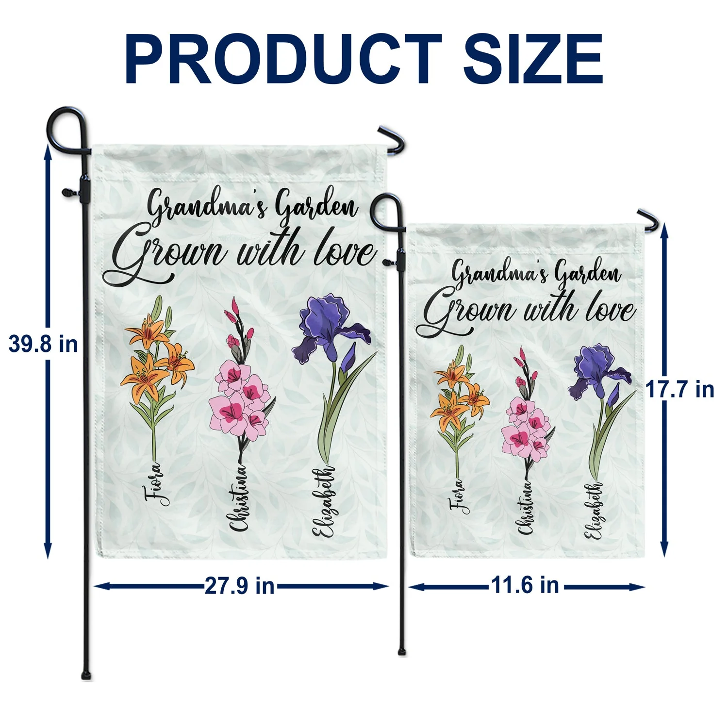 Grown With Love Garden - Birthday, Loving Gift For Mom, Mother, Grandma, Grandmother, Grandparent, Family - Personalized Custom Flag - Image 5