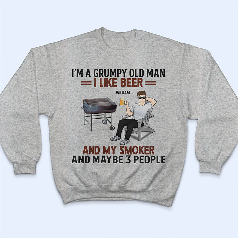 Grumpy Old Man Like Bourbon And Maybe 3 People Grilling Dad - Personalized Custom T Shirt - Image 5