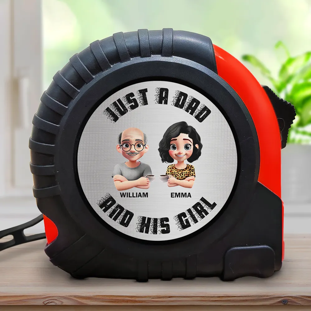 Grunge Style Just A Dad And His Girl - Personalized Tape Measure - Image 2