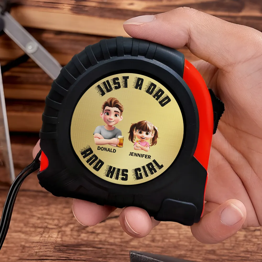 Grunge Style Just A Dad And His Girl - Personalized Tape Measure - Image 3
