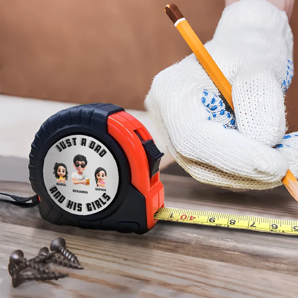 Grunge Style Just A Dad And His Girl - Personalized Tape Measure - Image 4
