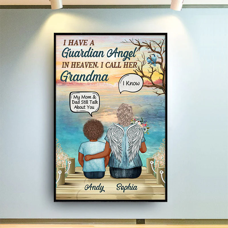 Guardian Angel In Heaven Grandparents Grandpa Grandma Skin - Memorial Gift - Personalized Custom Poster - Image 2