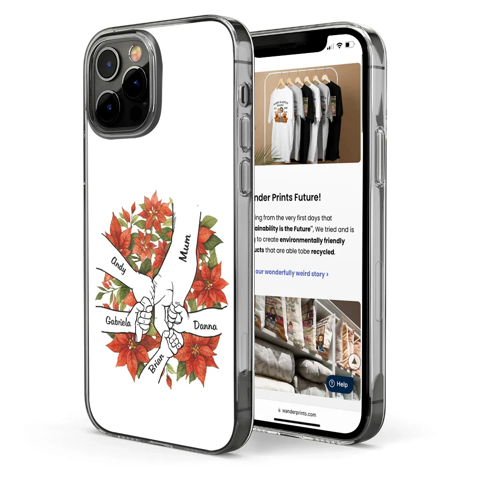 Hand In Hand Birth Flower Grandma Mom - Personalized Clear Phone Case - Image 4