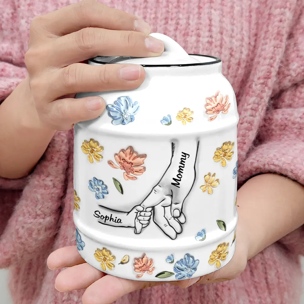 Hand In Hand, I Will Always Protect You - 3D Inflated Effect Printed Cookie Jar, Personalized Cookie Jar - Image 4