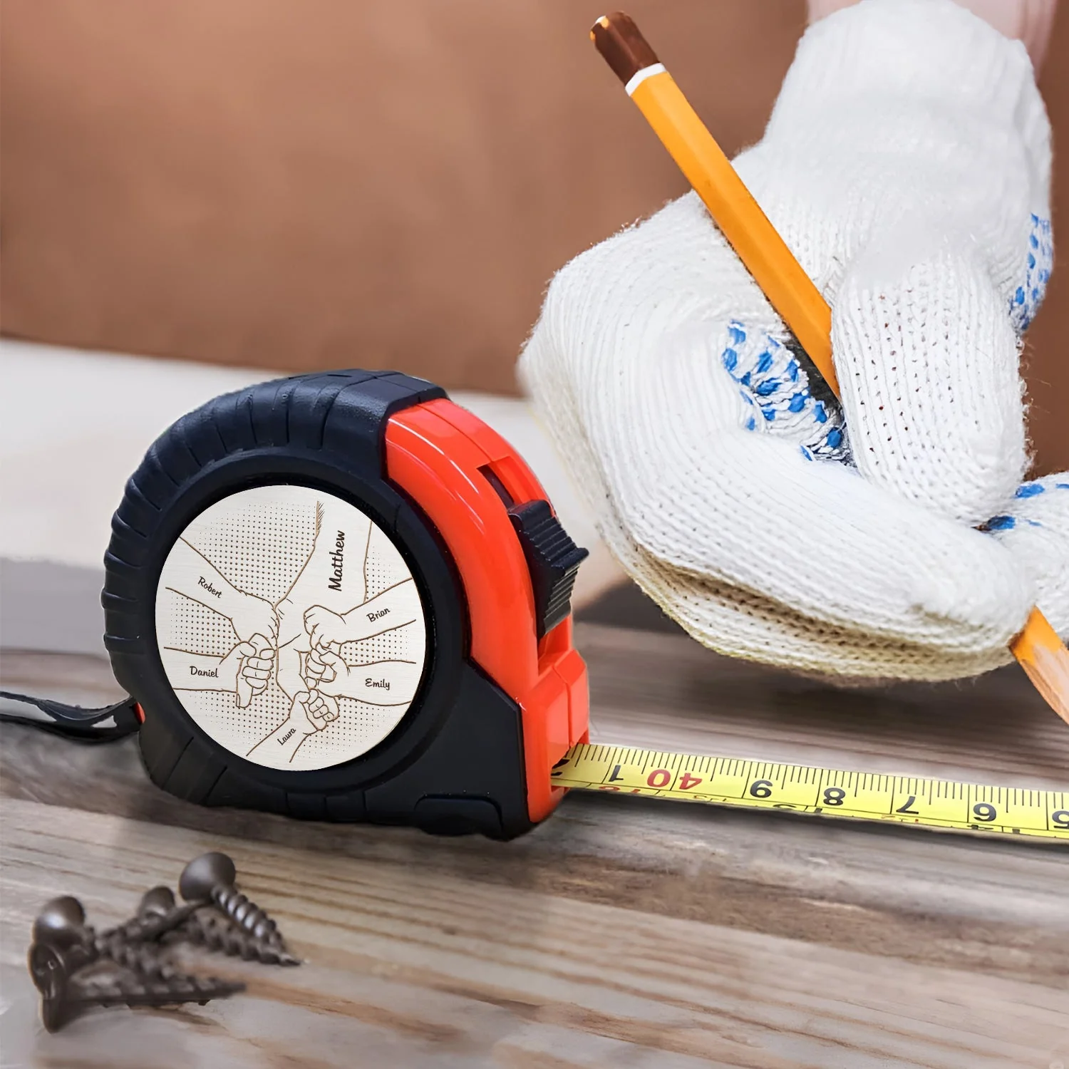 Hand In Hand, I Will Always Protect You - Birthday, Loving Gift For Dad, Father, Grandfather, Grandpa - Personalized Tape Measure - Image 4
