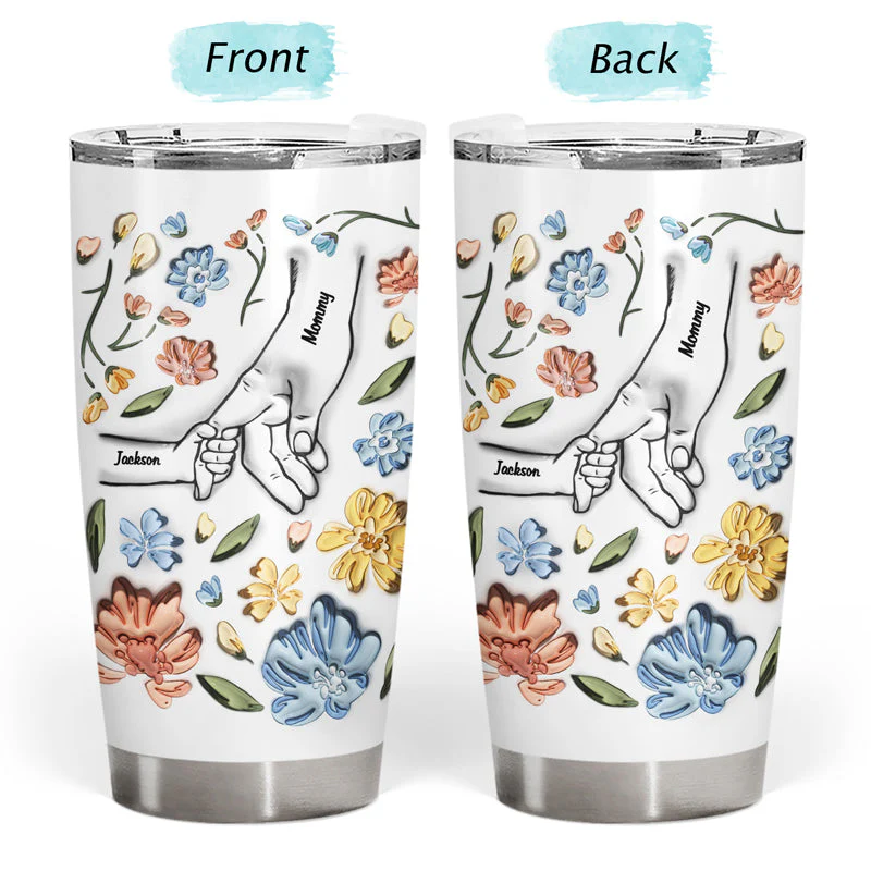 Hand In Hand, I Will Always Protect You - Gift For Mom, Grandma - 3D Inflated Effect Printed Cup, Personalized Tumbler - Image 3