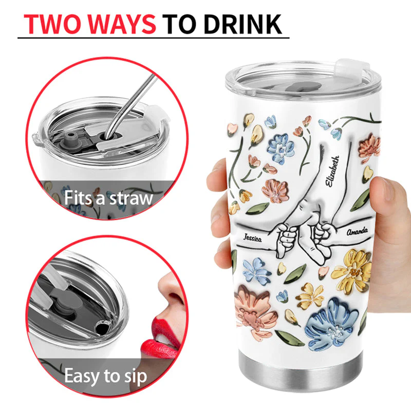 Hand In Hand, I Will Always Protect You - Gift For Mom, Grandma - 3D Inflated Effect Printed Cup, Personalized Tumbler - Image 4