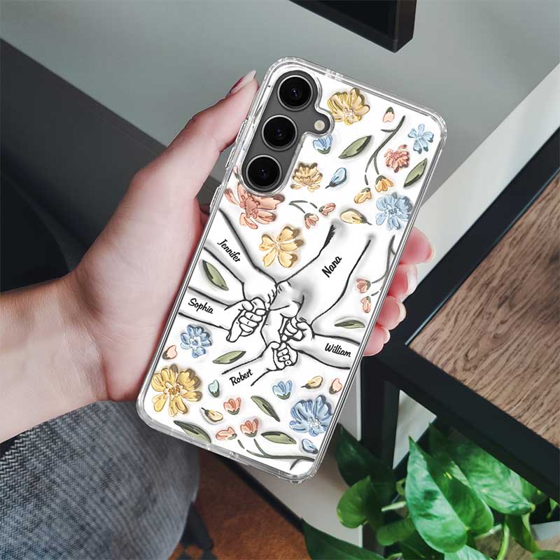 Hand In Hand, I Will Always Protect You - Gift For Mom, Grandma, Family - 3D Inflated Effect Printed Personalized Clear Phone Case - Image 2